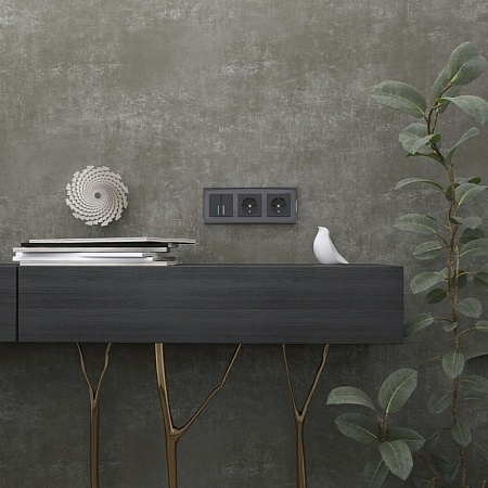 Рамка на 3 поста (черный) W0031208 - фото