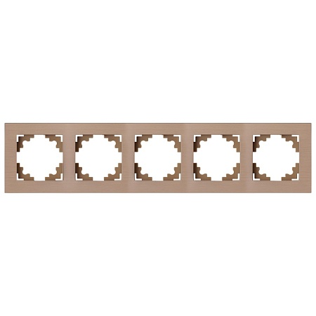Рамка 5-местная, металл, STEKKER, MFR00-7005-02, серия Катрин, шампань - фото