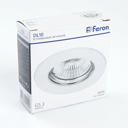 Светильник встраиваемый Feron DL10 потолочный MR16 G5.3 белый - фото