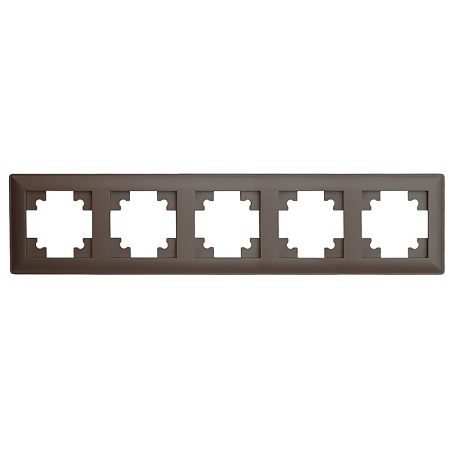 Рамка STEKKER, PFR00-7005-04 5-местная, пластик, серия Катрин, шоколад - фото