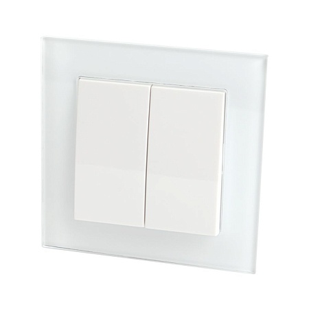 Выключатель 2-клавишный STEKKER, GLS10-7004-01, 250В, 10А, серия Катрин, белый - фото