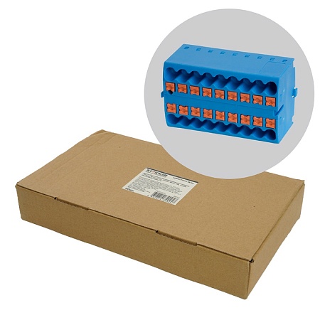 Зажим блочный (групп) для распред.тока нагрузки push-in на 18 точек, сеч 2,5 мм2, 450V, 24А,синий LD580 PTFIX 18/25 - фото