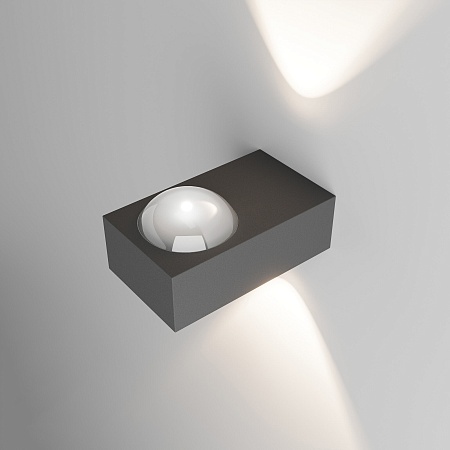 Уличный настенный светильник со светодиодами Lenses серый 35191/W Elektrostandard - фото