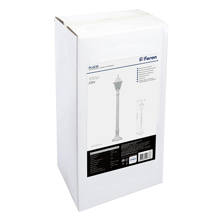 Светильник садово-парковый Feron 4210/PL4210 столб 100W E27 230V, черный - фото