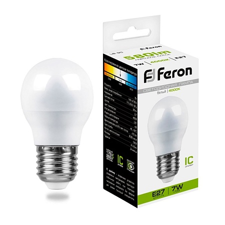 Лампа светодиодная Feron LB-95 Шарик E27 7W 175-265V 4000K - фото