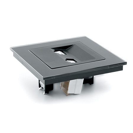 Розетка компьютерная 2-местная RJ-45 ,STEKKER ,GLS00-7006-05, серия Катрин, черный - фото