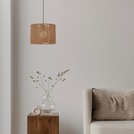 Светильник подвесной бежевый/черный E27 1*40W SLE6024-603-01 - фото