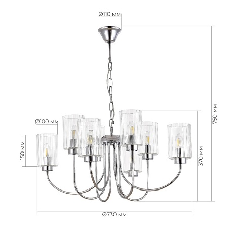 Светильник подвесной Хром/Прозрачный E14 8*40W SLE1127-103-08 - фото