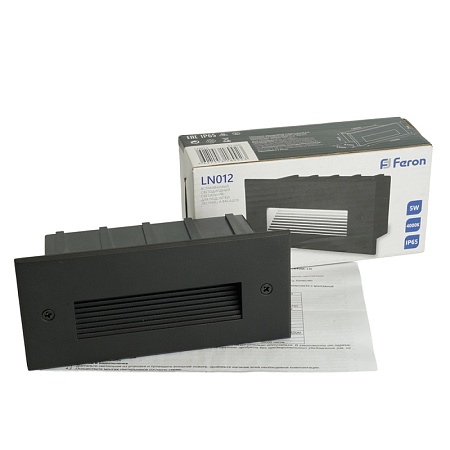 Светодиодный светильник Feron LN012 встраиваемый 5W 4000K, IP65, черный - фото