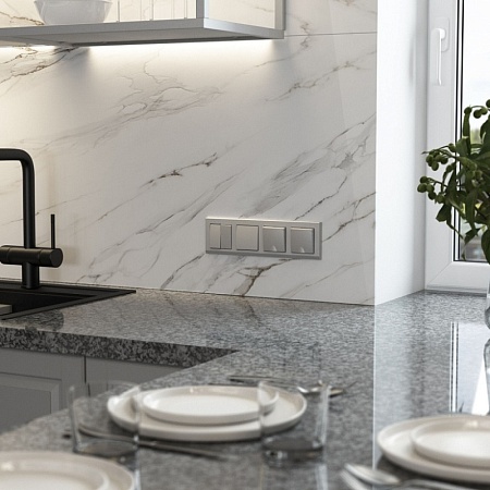 Выключатель одноклавишный (серебряный матовый) W1110065 - фото