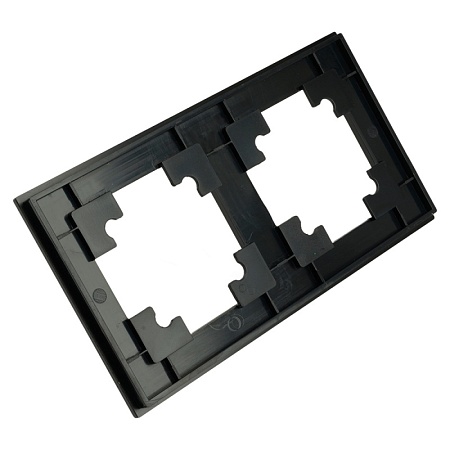 Рамка 2-местная, металл, STEKKER MFR00-7002-05, серия Катрин, черный - фото