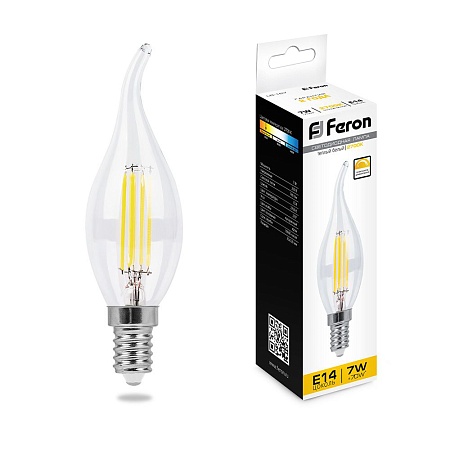 Лампа светодиодная диммируемая Feron LB-167 Свеча на ветру E14 7W 230V 2700K - фото