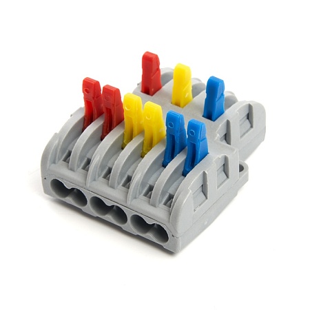 Клемма строительно-монтажная STEKKER для подключения фазных проводников 3 контактные группы, (1 ввод,2вывода на полюс) LD222-427 - фото