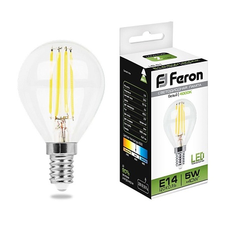 Лампа светодиодная Feron LB-61 Шарик E14 5W 230V 4000K - фото