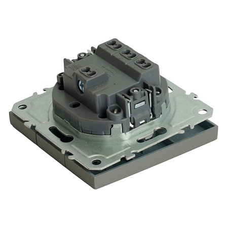 Выключатель 3-клавишный (механизм), STEKKER, 250В, 10А, серия Эмили, RSW10-5108-10, платиново-серый, soft touch - фото