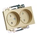 GLS16-7114-08 Розетка 2-местная с защитной шторкой (механизм) с/з, 250В, 16А, серия Катрин, золото - фото