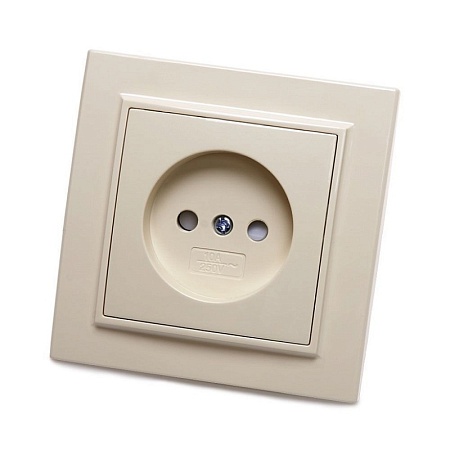 Розетка 1-местная б/з STEKKER, PST10-9009-02, 250В, 16А с защитной шторкой, серия Эрна, слоновая кость - фото