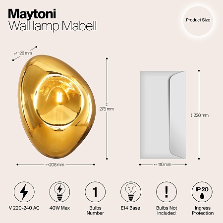 Настенный светильник (бра) Maytoni Mabell MOD306WL-01G - фото