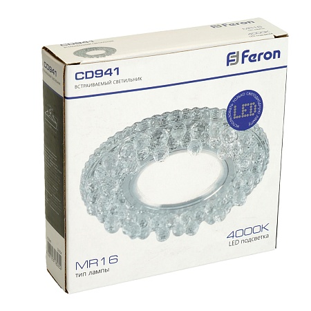 Светильник встраиваемый с LED подсветкой Feron CD941 потолочный MR16 G5.3 прозрачный - фото