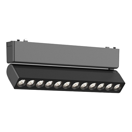 Магнитный трековый светильник Черный LED 1*12W 3000K 710Lm Ra>90 IP20 L230xW26xH80 48V ST675.436.12 - фото