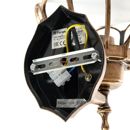 Светильник садово-парковый Feron PL3701  круглый на стену вверх 60W 230V E27, черное золото - фото