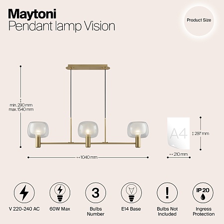 Подвесной светильник Maytoni MOD411PL-03G - фото