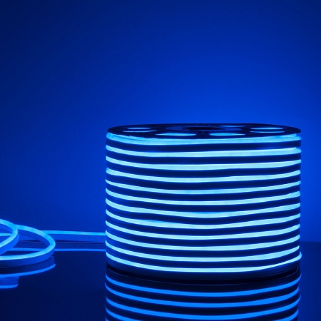 Светодиодный гибкий неон 220 В 9.6 Вт/м 120Led/м 2835 IP67, односторонний, синий, 50 м Гибкий неон 220V 9,6W 120Led 2835 IP67 односторонний синий, 50 м Elektrostandard - фото