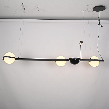 Реечный Подвесной Светильник Palma Wall Lamp 3 Шара + 1 Вазон Горизонтальная Imperiumloft 204173-22 - фото