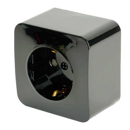 Розетка 1-местная с/з открытой установки, STEKKER, 250В, 16А, IP20, серия София, черный, MST16-11-02 - фото