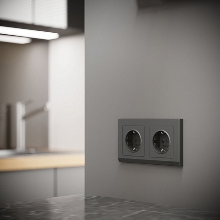 Рамка на 2 поста Stark (графит матовый) W0021864 - фото