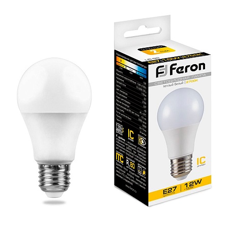 Лампа светодиодная Feron LB-93 Шар E27 12W 175-265V 2700K - фото