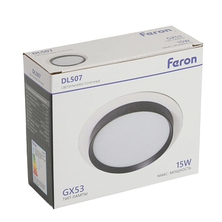Светильник встраиваемый Feron DL507 потолочный GX53 белый + черный круг - фото