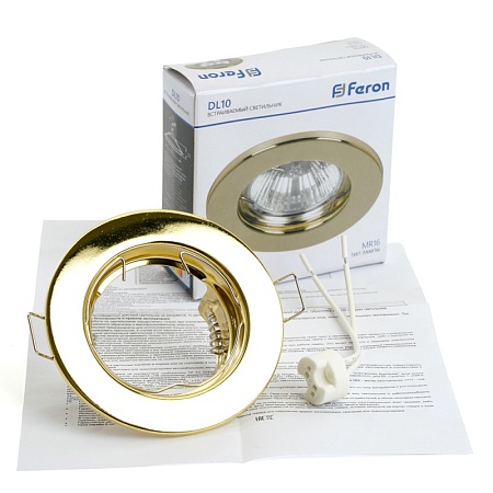 Светильник встраиваемый Feron DL10 потолочный MR16 G5.3 золотистый - фото