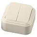 Выключатель STEKKER PSW06-22-20 двухклавишный открытой установки, 250В, 6А, IP20, слоновая кость (VA5  6-232-БЖ) - фото