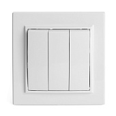 Выключатель 3-клавишный STEKKER  PSW10-9007-01, 250В, 10А, серия Эрна, белый