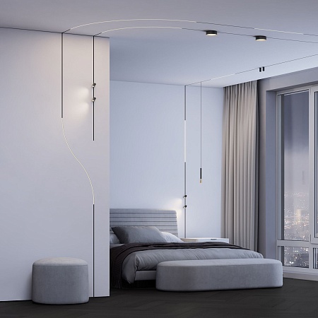 Mini Magnetic Шинопровод под ГКЛ 12,5мм черный Ø900 85220/00 Elektrostandard - фото