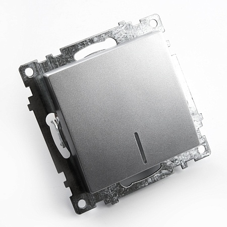 Выключатель 1-клавишный c индикатором (механизм) STEKKER GLS10-7101-03, 250В, 10А, серия Катрин, серебро - фото