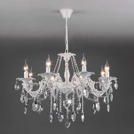 Потолочный светильник Eurosvet 10108/8 белый/прозрачный хрусталь Strotskis - фото