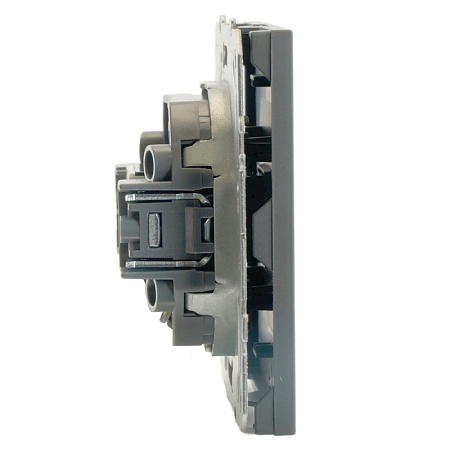 Розетка компьютерная 1-местная RJ-45 (механизм), STEKKER, серия Эмили, RST00-5117-05, черный уголь, soft touch - фото