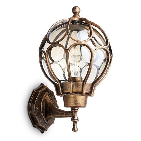 Светильник садово-парковый Feron PL3801  круглый на стену вверх 60W 230V E27, черное золото - фото