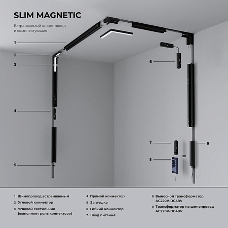 Slim Magnetic Шинопровод встраиваемый под ГКЛ 9,5мм (белый) (2м) 85209/00 85209/00 - фото