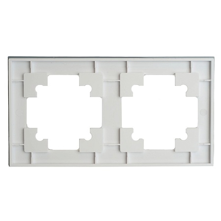 Рамка 2-местная, стекло, STEKKER ,GFR00-7002-01М, серия Катрин, белый матовый - фото