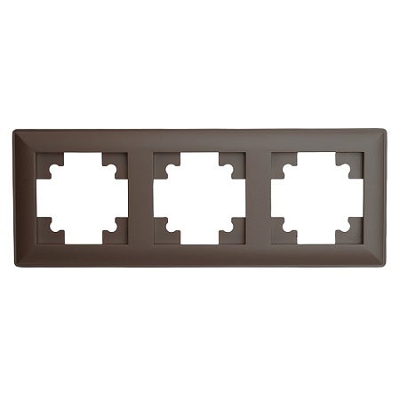 Рамка STEKKER, PFR00-7003-04 3-местная, пластик, серия Катрин, шоколад - фото