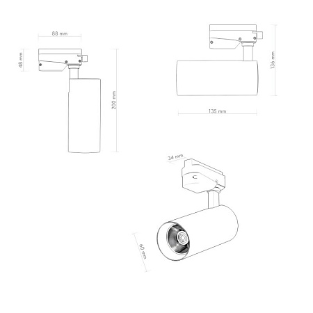 DK6451-BK Трековый светильник SOLID KOPER, 135мм, d60, 220V, LED 3000K, 15W, IP20, черный, алюминий - фото