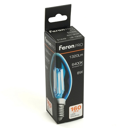 Лампа светодиодная Feron.PRO LB-1208 Свеча E14 1320LM 8W 175-265V 6400K - фото