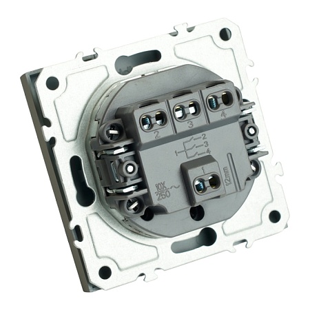 Выключатель 3-клавишный (механизм), STEKKER, 250В, 10А, серия Эмили, RSW10-5108-10, платиново-серый, soft touch - фото