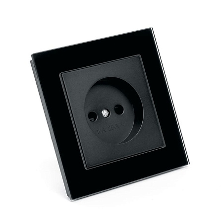 Розетка 1-местная б/з, STEKKER  GLS10-7009-05, 250В, 10А с защитной шторкой, серия Катрин, черный - фото