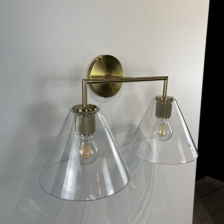 Бра Rh Utilitaire Funnel Shade Double Sconce Brass Imperiumloft 123267-22 - фото