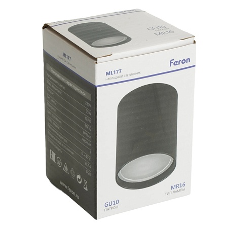 Светильник потолочный Feron ML177 MR16 GU10 35W 230V, черный - фото