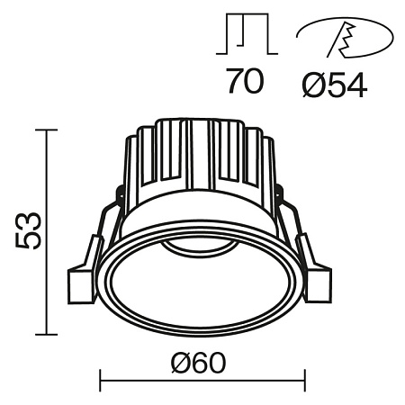 Встраиваемый светильник Technical Round DL058-7W2.7K-B - фото